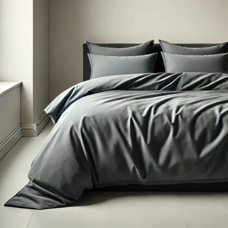 Cama con funda nórdica gris oscuro - Algodonea