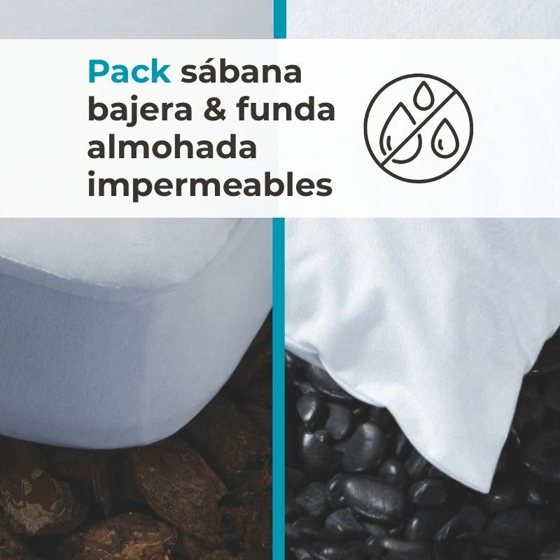 Pack bajera impermeable mas funda de almohada impermeable - Algodonea