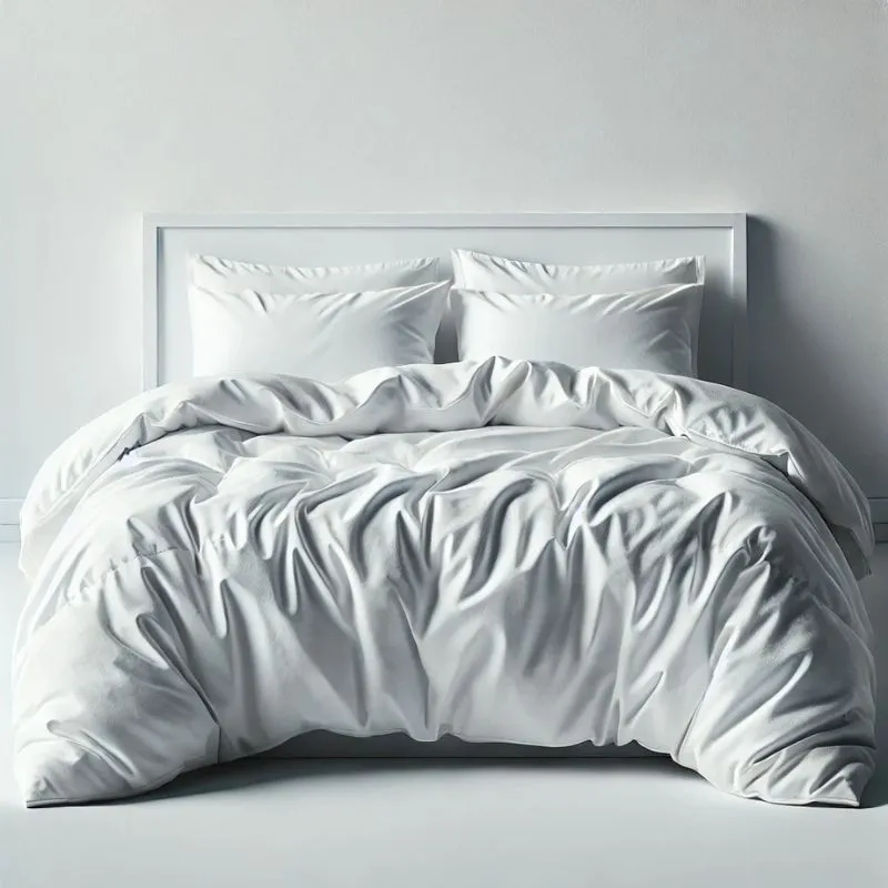 Funda nordica blanca lisa en una cama doble - Algodonea