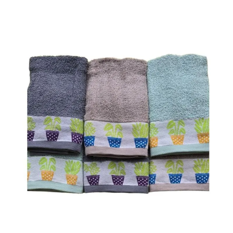 Paños de cocina absorbentes con dibujo de macetas - Algodonea