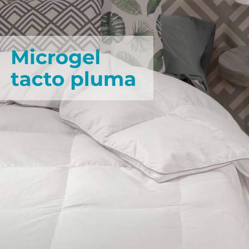 Relleno nórdico invierno microgelcolocado sobre la cama con acolchado en cuadros - Algodonea