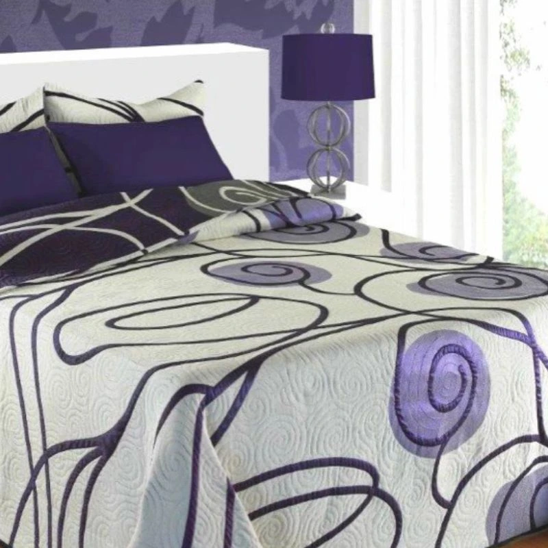 Colcha reversible Arisca morado y blanco - Algodonea