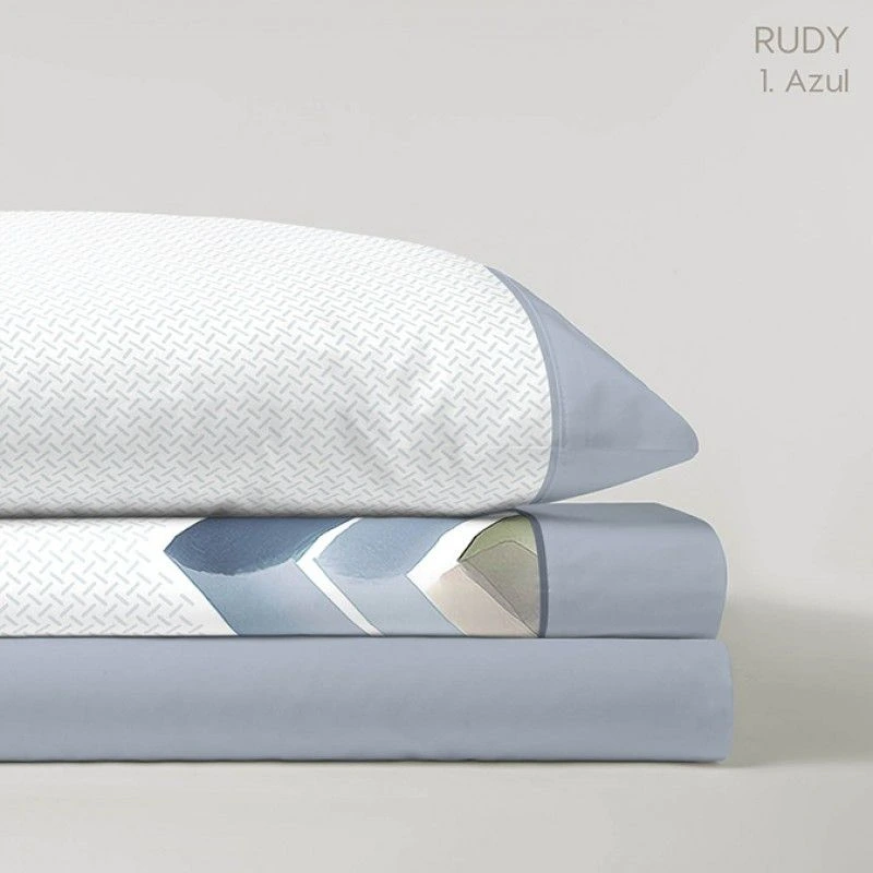 Juego de Sábanas blanco y azul